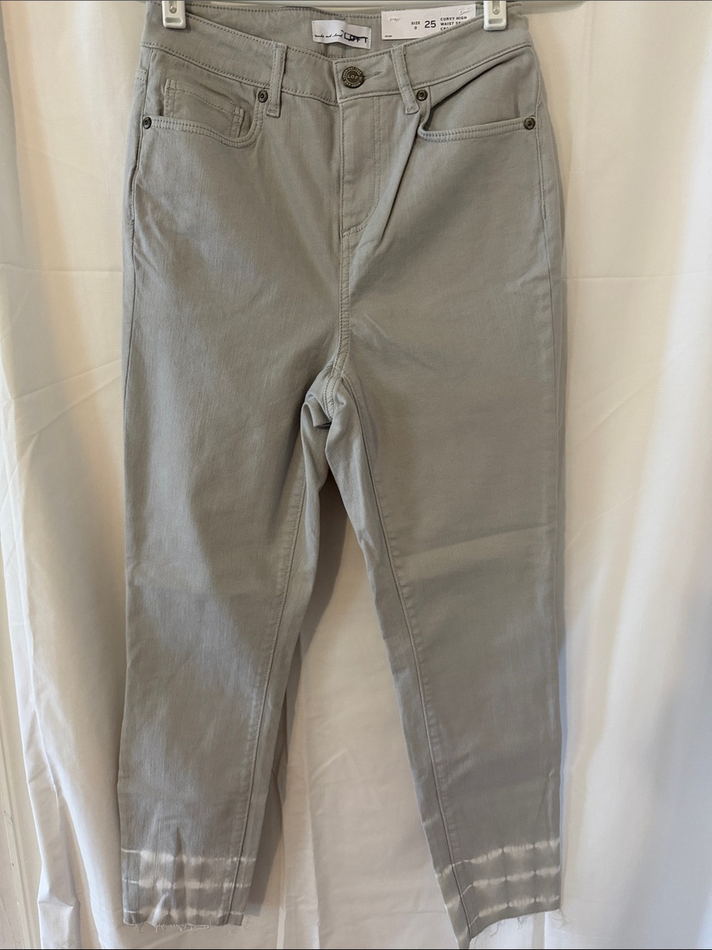 LOFT Slim women’s Light Gray Jeans with Subtle Hem Tie-Dye